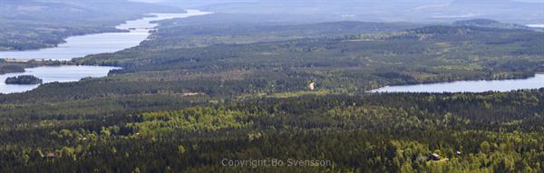 Luchtfoto van Grundrämmen en Milsjön dit is een deel van de kanotocht